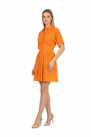 Liliana Eyelet Mini Vestido - Reina Diaz