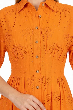 Liliana Eyelet Mini Vestido - Reina Diaz