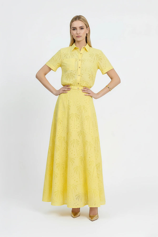 Lina Eyelet Palm Blusa - Reina Diaz