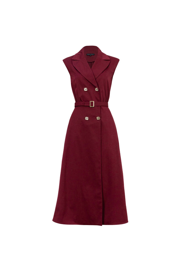 Londres Double - Breasted Sleeveless Midi Vestido - Reina Diaz