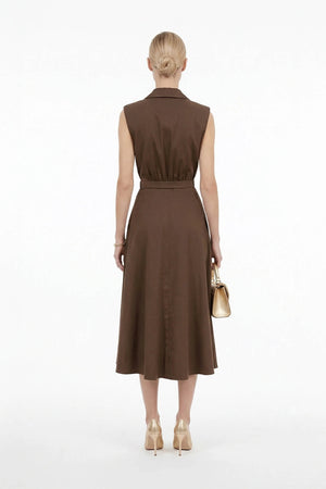 Londres Double - Breasted Sleeveless Midi Vestido - Reina Diaz