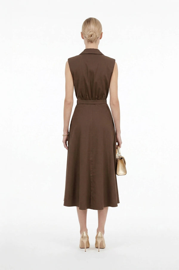 Londres Double - Breasted Sleeveless Midi Vestido - Reina Diaz