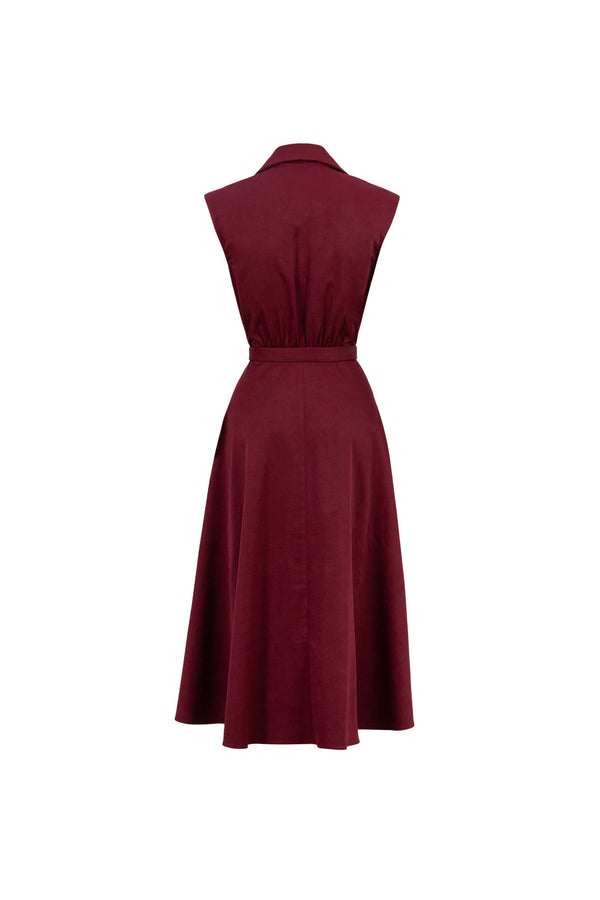 Londres Double - Breasted Sleeveless Midi Vestido - Reina Diaz