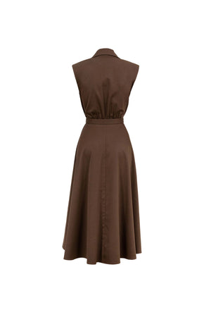 Londres Double - Breasted Sleeveless Midi Vestido - Reina Diaz