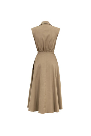Londres Double - Breasted Sleeveless Midi Vestido - Reina Diaz
