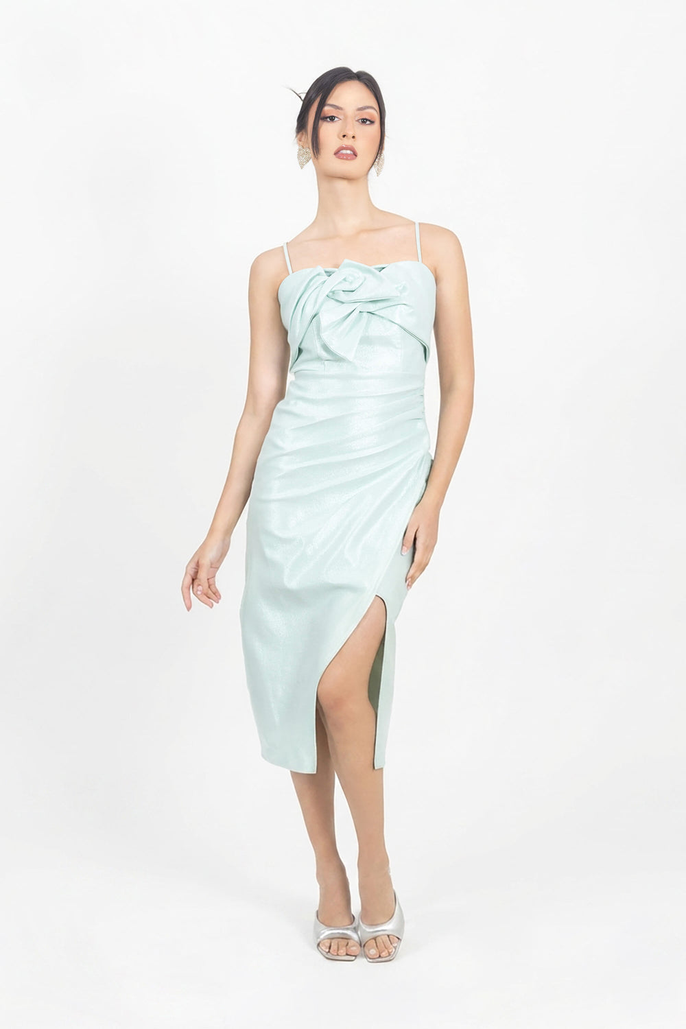 Louisa Bow Drape Vestido - Reina Diaz