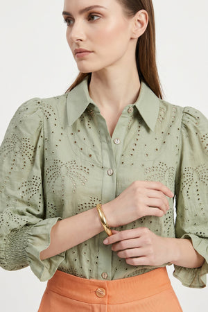 Lucca Puff - Sleeve Cotton - Stretch Blouse - Reina Diaz