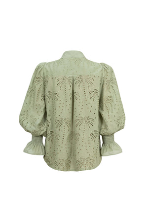 Lucca Puff-Sleeve Cotton-Stretch Blouse 752986 - Reina Diaz