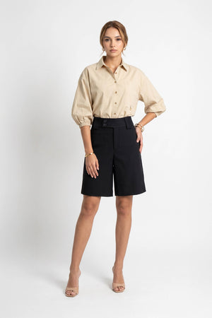 Lucia Puff-Sleeve Button-Down Camisa 752977 ARE - Reina Diaz