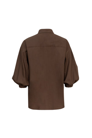 Lucia Puff-Sleeve Button-Down Camisa 752977 CHO - Reina Diaz