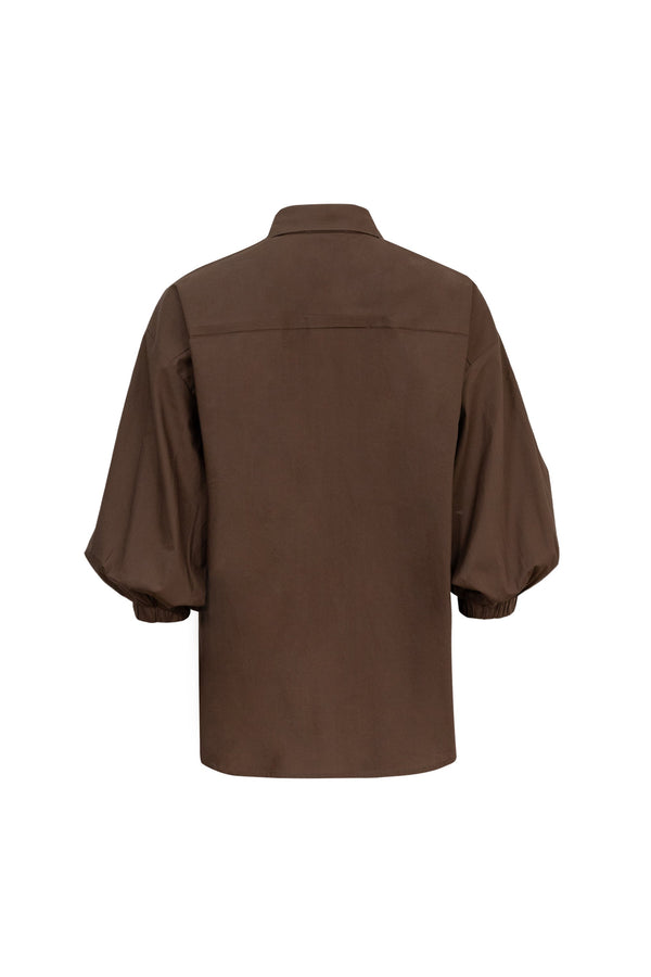 Lucia Puff-Sleeve Button-Down Camisa 752977 CHO - Reina Diaz