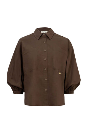 Lucia Puff-Sleeve Button-Down Camisa 752977 CHO - Reina Diaz