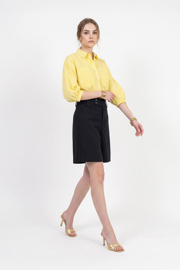 Lucia Puff-Sleeve Button-Down Camisa 752977AMA - Reina Diaz