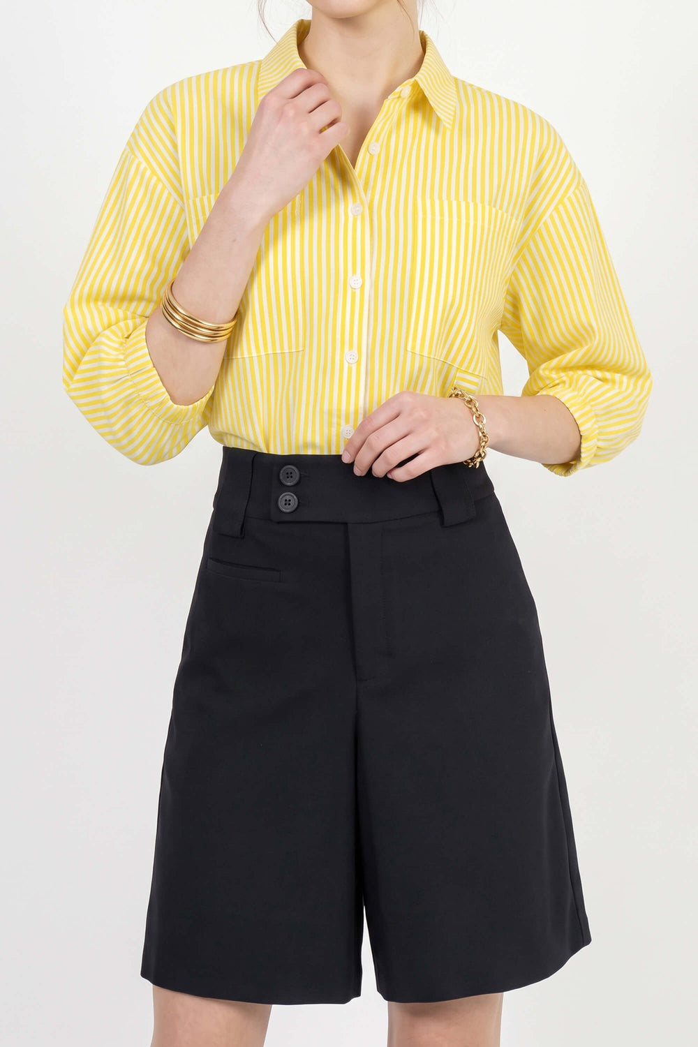 Lucia Puff-Sleeve Button-Down Camisa 752977AMA - Reina Diaz