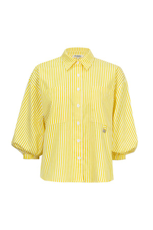 Lucia Puff-Sleeve Button-Down Camisa 752977AMA - Reina Diaz