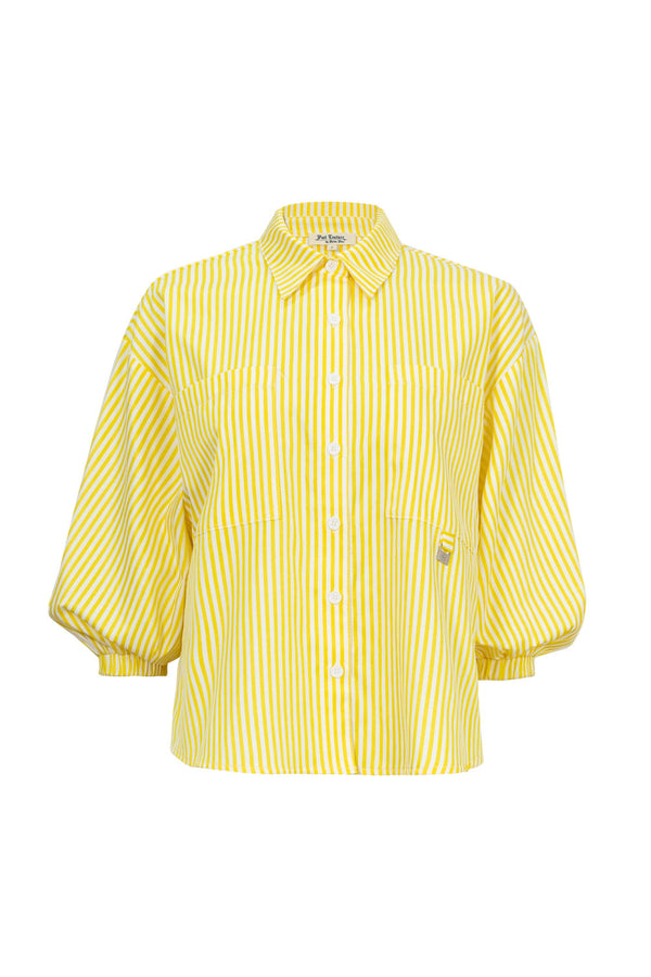 Lucia Puff-Sleeve Button-Down Camisa 752977AMA - Reina Diaz