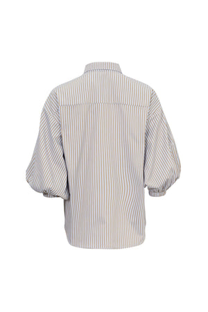 Lucia Puff-Sleeve Button-Down Camisa 752977PER - Reina Diaz
