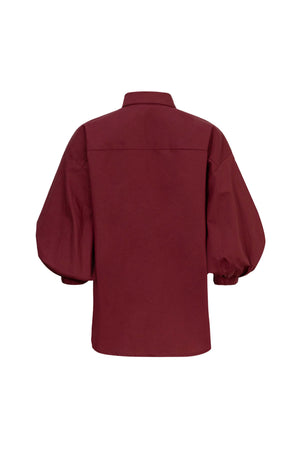 Lucia Puff-Sleeve Button-Down Camisa 752977VIN - Reina Diaz