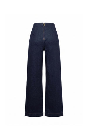 Lucia Sailor High-Waist Wide-Leg Pantalón 731105 DEN - Reina Diaz