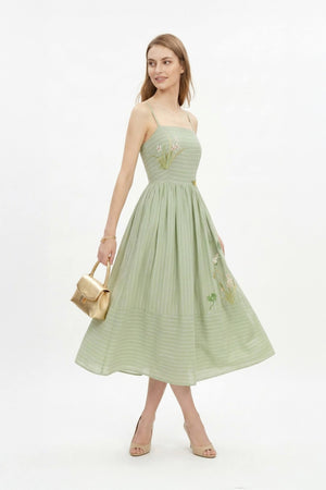 Lucía Sleeveless Belted Midi Vestido - Reina Diaz