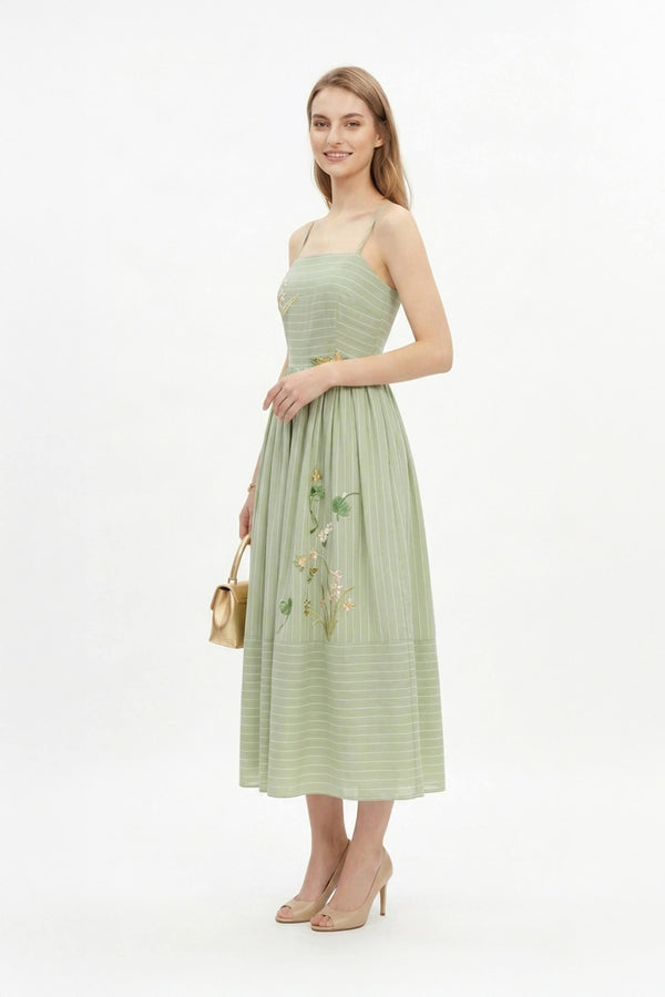 Lucía Sleeveless Belted Midi Vestido - Reina Diaz