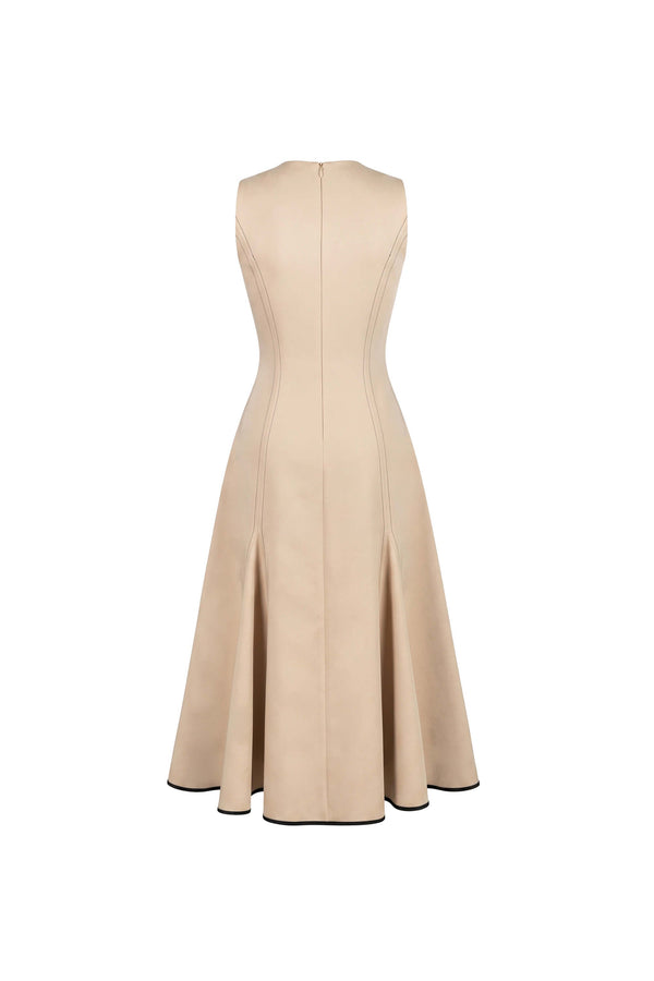 Luciana Contrast Trim Midi Vestido 526275 LAT - Reina Diaz
