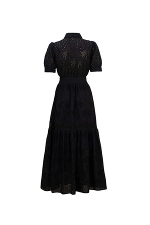 Luciana Eyelet Midi Vestido - Reina Diaz