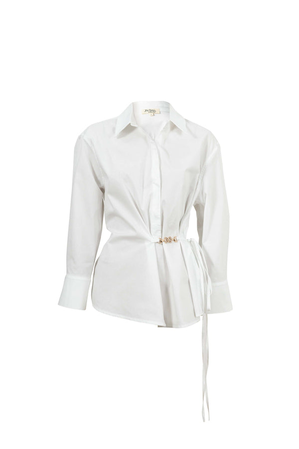 Lyon Hardware Side - Tie Cotton Blusa - Reina Diaz