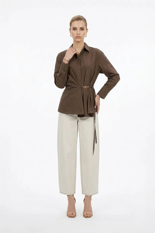 Lyon Hardware Side - Tie Cotton Blusa - Reina Diaz