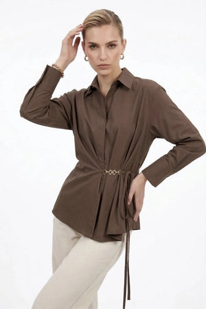 Lyon Hardware Side - Tie Cotton Blusa - Reina Diaz