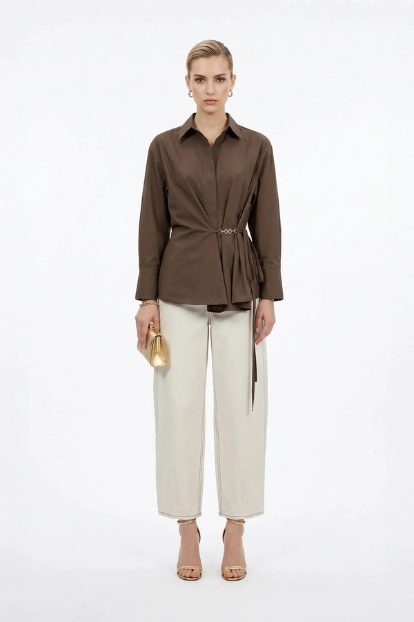 Lyon Hardware Side - Tie Cotton Blusa - Reina Diaz