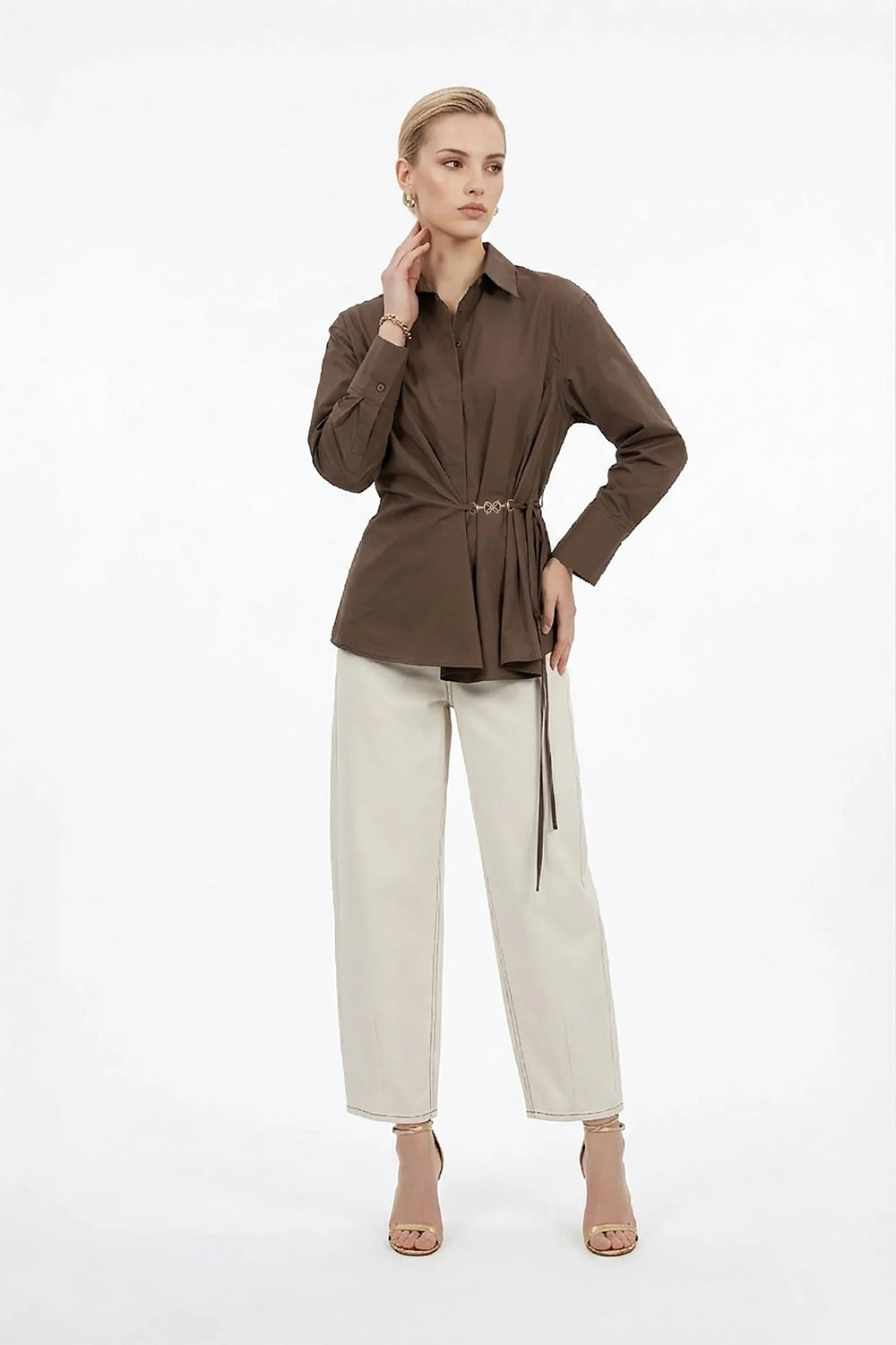 Lyon Hardware Side - Tie Cotton Blusa - Reina Diaz