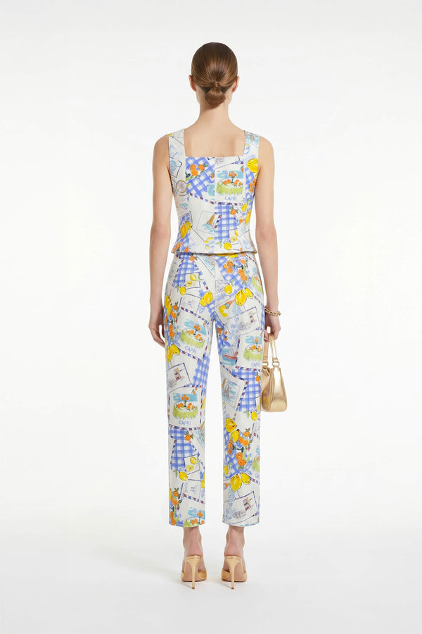 Magnolia - Print Tailored Cotton Pants - Reina Diaz