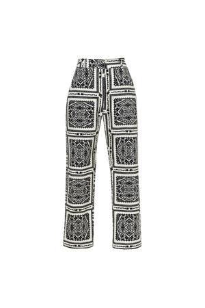 Magnolia -Print Tailored Cotton Pants 731089 AZU/EST - Reina Diaz