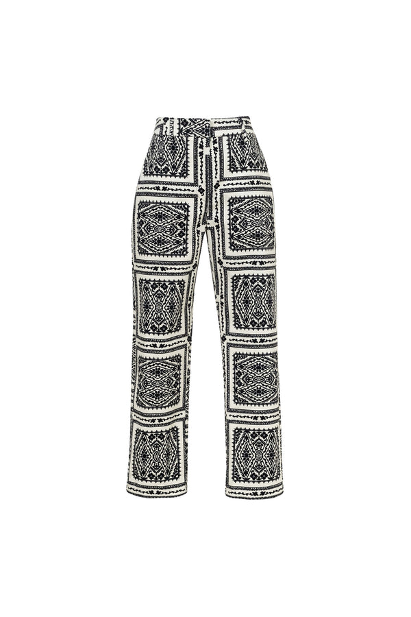 Magnolia -Print Tailored Cotton Pants 731089 AZU/EST - Reina Diaz