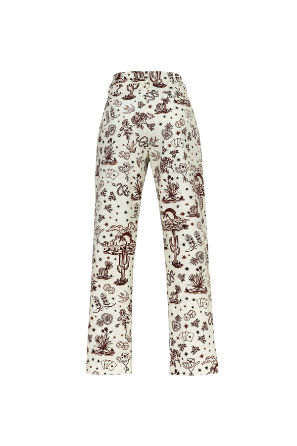Magnolia -Print Tailored Cotton Pants 731089PRT - Reina Diaz