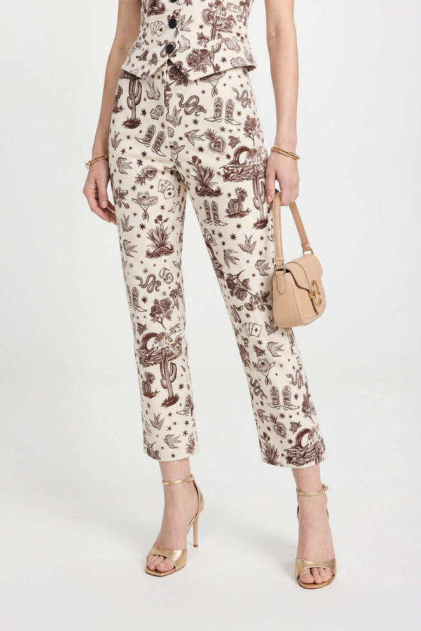 Magnolia -Print Tailored Cotton Pants 731089PRT - Reina Diaz