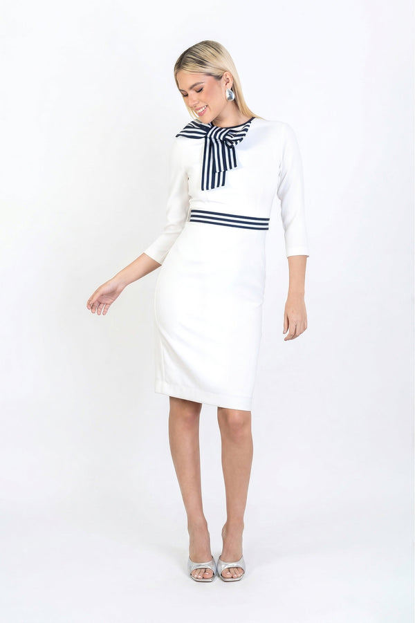 Mallory Nautical Midi Vestido - Reina Diaz