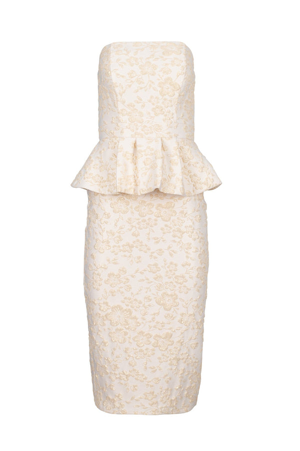 Mariam Peplum Midi Vestido - Reina Diaz