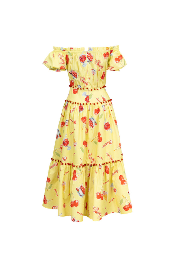 Mariana Pom - Pom Tiered Midi Vestido - Reina Diaz