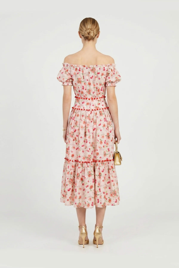 Mariana Pom - Pom Tiered Midi Vestido - Reina Diaz