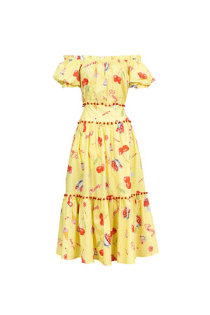 Mariana Pom - Pom Tiered Midi Vestido - Reina Diaz