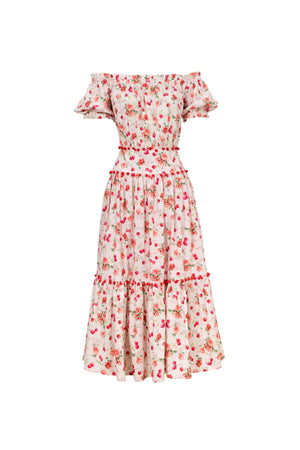 Mariana Pom - Pom Tiered Midi Vestido - Reina Diaz