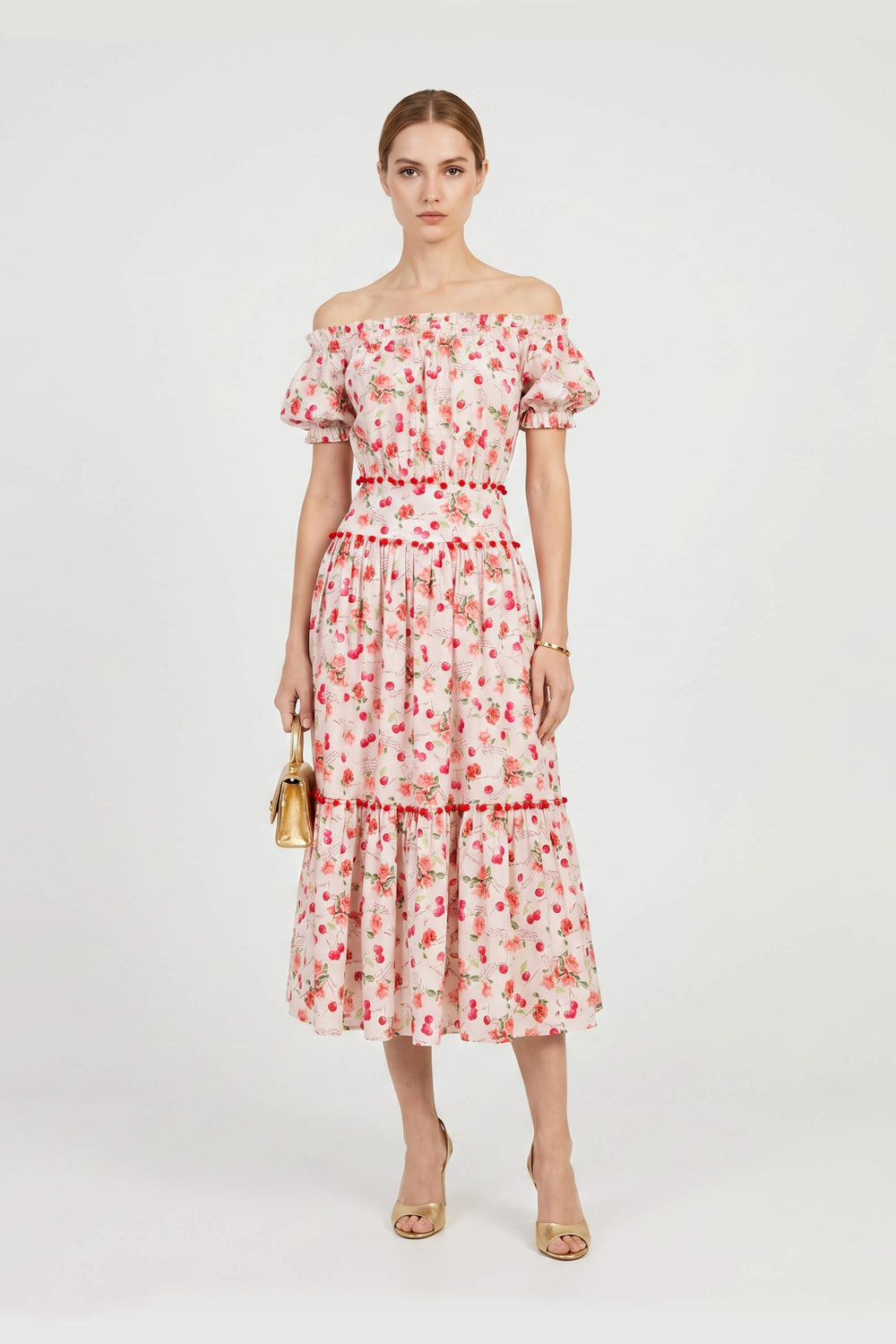 Mariana Pom - Pom Tiered Midi Vestido - Reina Diaz