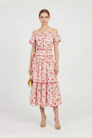 Mariana Pom - Pom Tiered Midi Vestido - Reina Diaz
