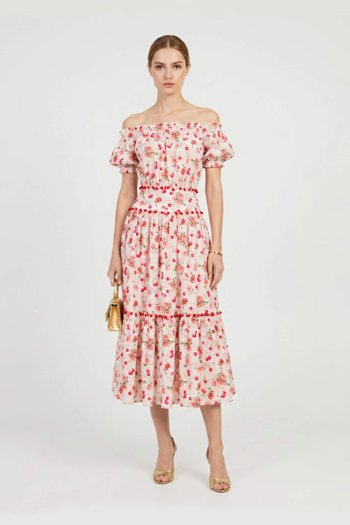 Mariana Pom - Pom Tiered Midi Vestido - Reina Diaz