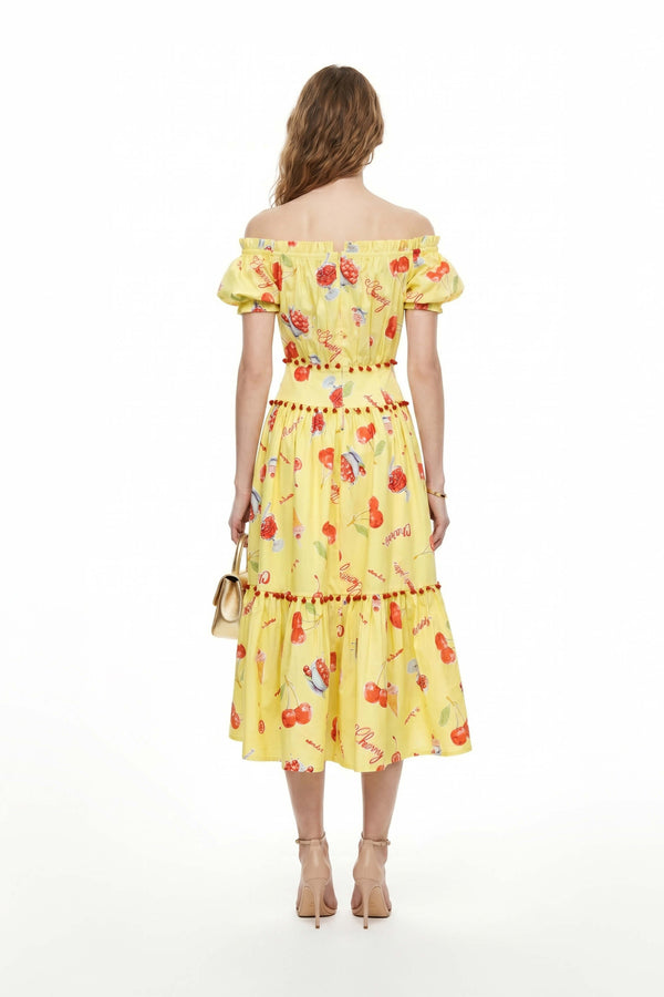 Mariana Pom - Pom Tiered Midi Vestido - Reina Diaz