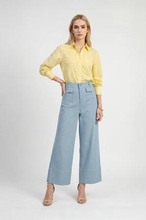 Martina Button-Down Puff-Sleeve Blusa - Reina Diaz