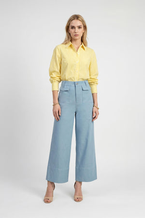 Martina Button-Down Puff-Sleeve Blusa - Reina Diaz