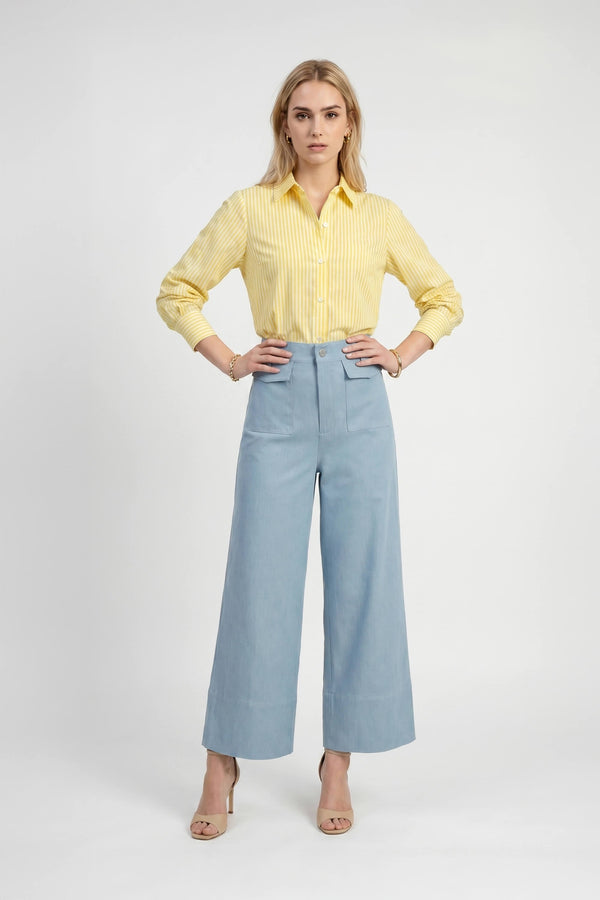 Martina Button-Down Puff-Sleeve Blusa - Reina Diaz